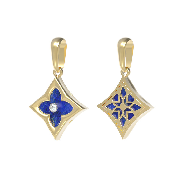 Подвеска из лимонного золота c бриллиантами и лазуритом