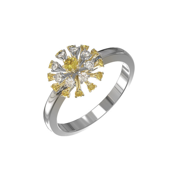 Кольцо из белого золота c бриллиантами