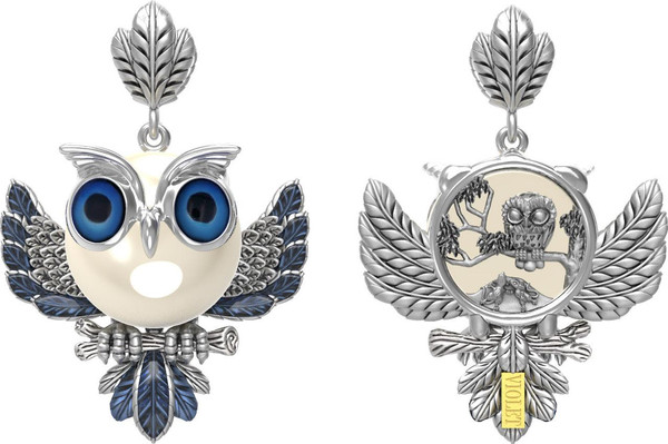 Подвеска из белого золота c эмаль и жемчугом