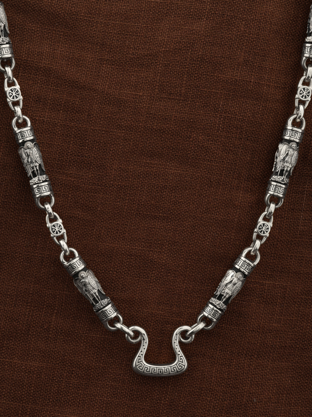 Цепь из белого золота c эмаль и эбеновым деревом