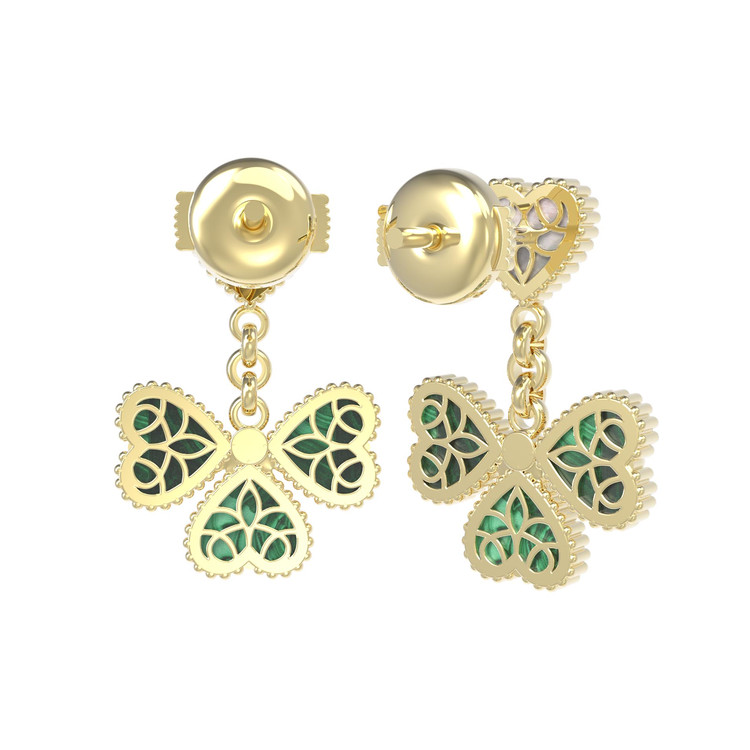 Серьги из лимонного золота c малахитом и перламутром