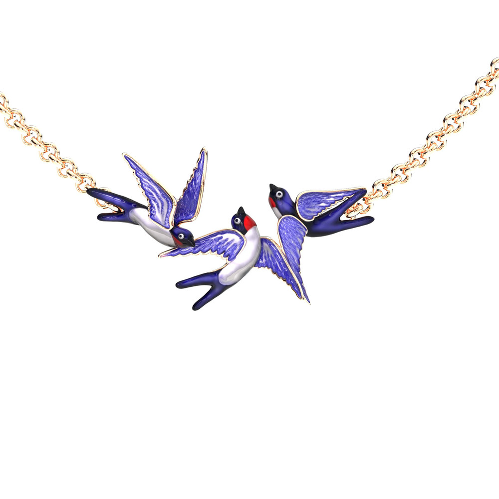 Колье из золота c эмаль