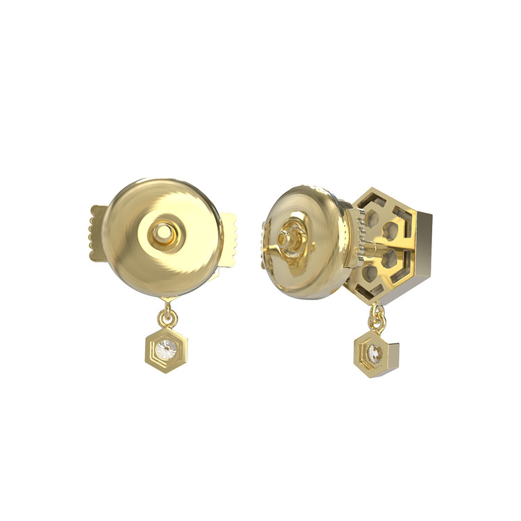 Серьги из лимонного золота c бриллиантами, ониксом и перламутром