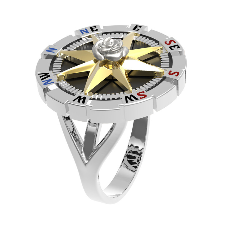 Кольцо из белого золота c эмаль и ониксом