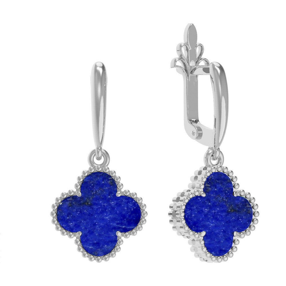 Серьги из белого золота c лазуритом