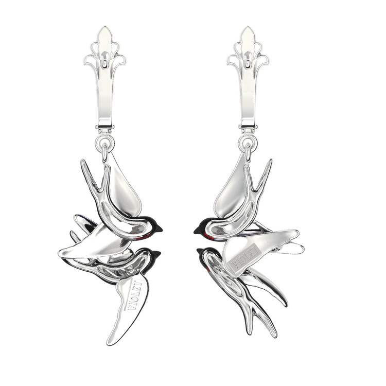 Серьги из белого золота c эмаль