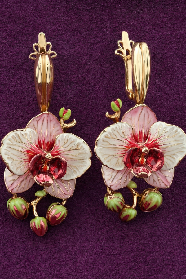 Серьги из золота c эмаль