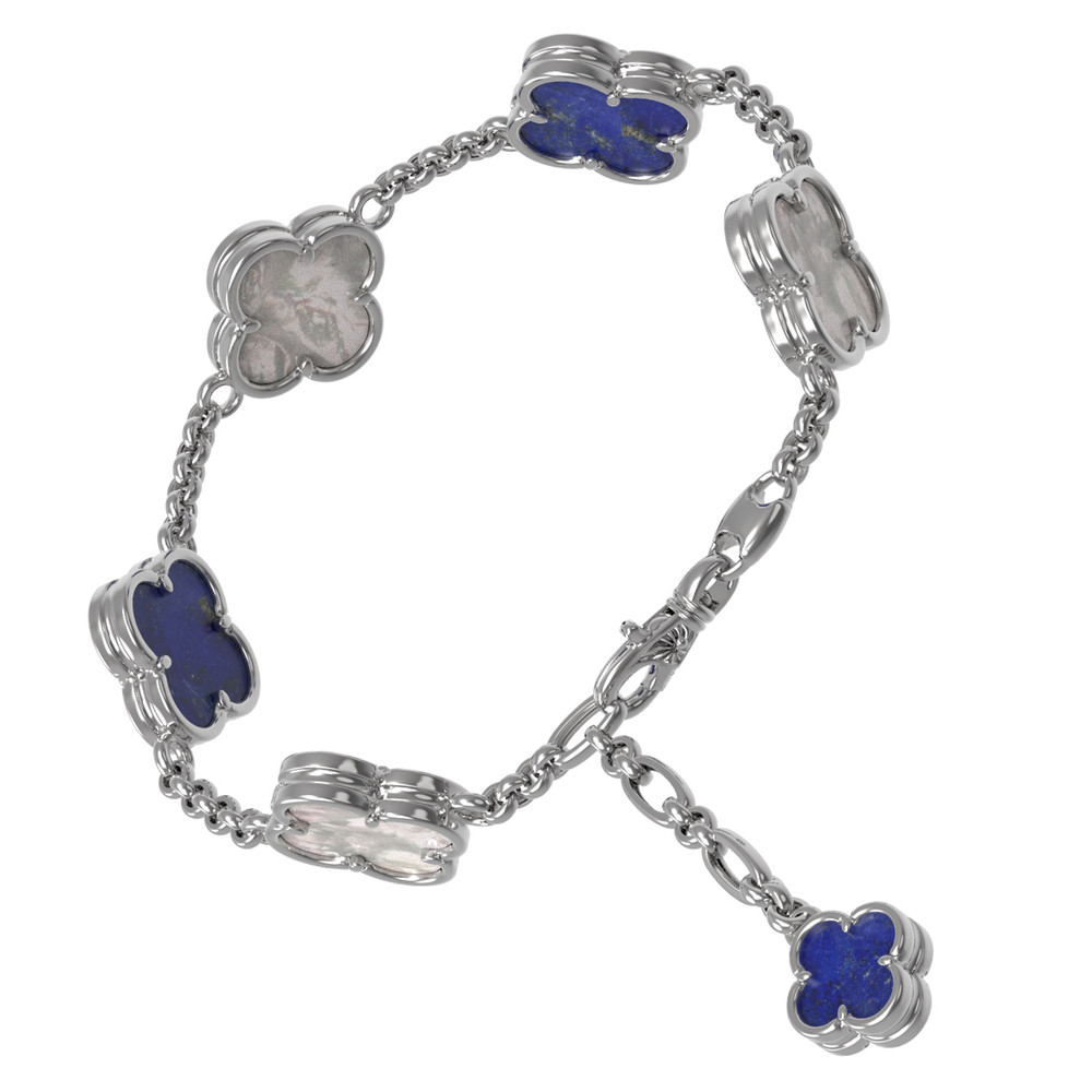 Браслет из белого золота c лазуритом и перламутром