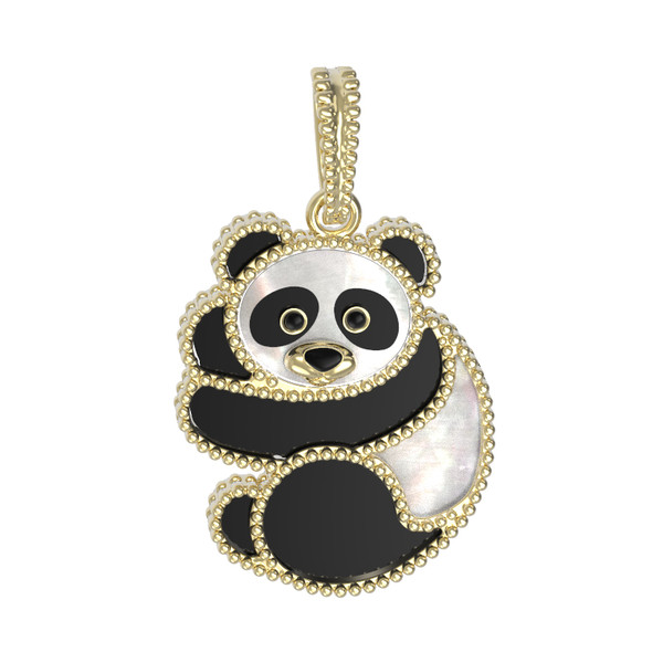 Подвеска из лимонного золота c эмаль , ониксом и перламутром