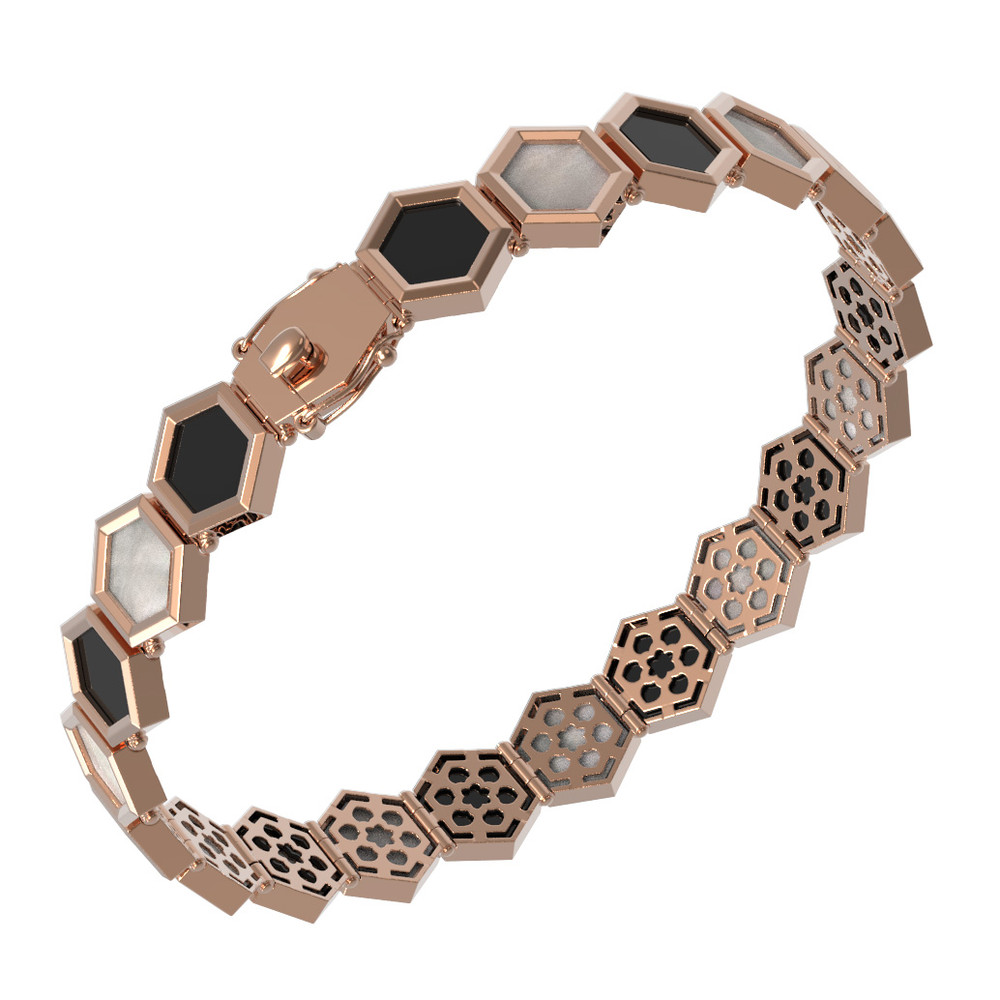 Браслет из золота c ониксом и перламутром