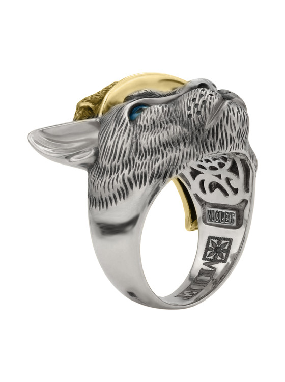 Кольцо из белого золота c эмаль