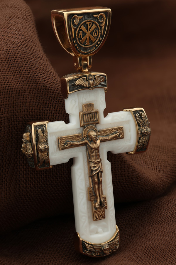 Крест из золота c бивнем мамонта