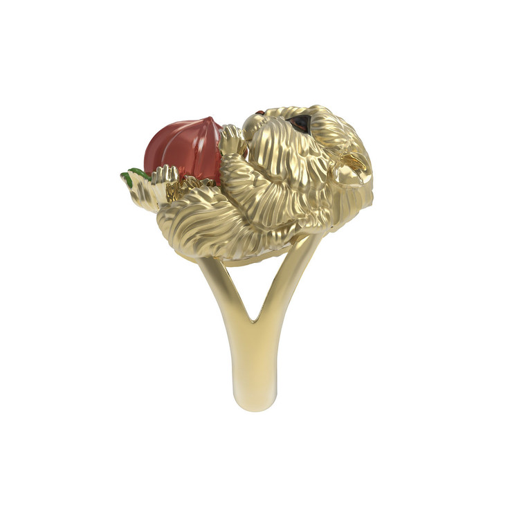 Кольцо из лимонного золота c эмаль