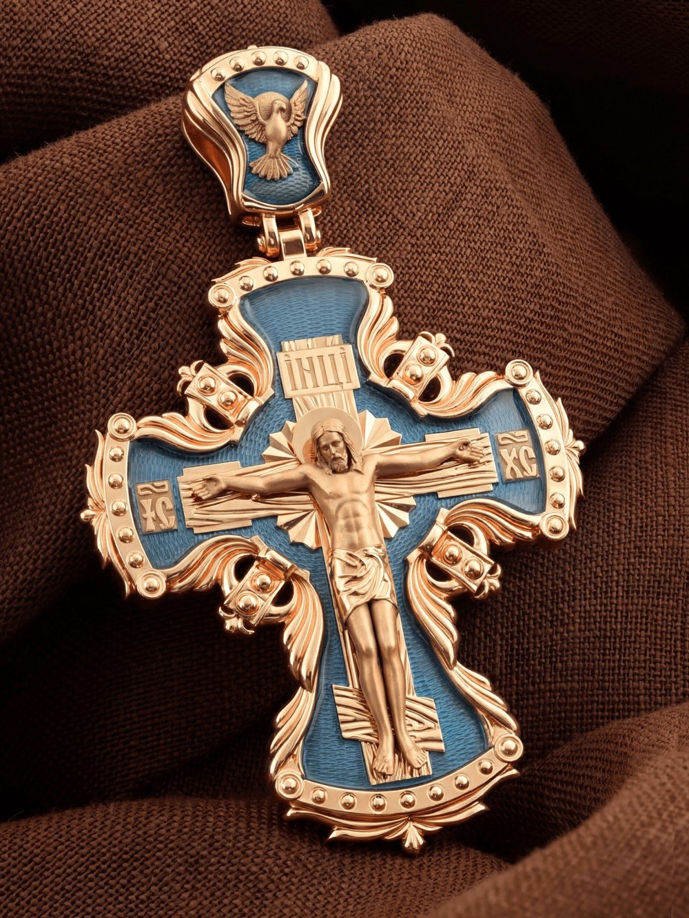 Крест из золота c эмаль