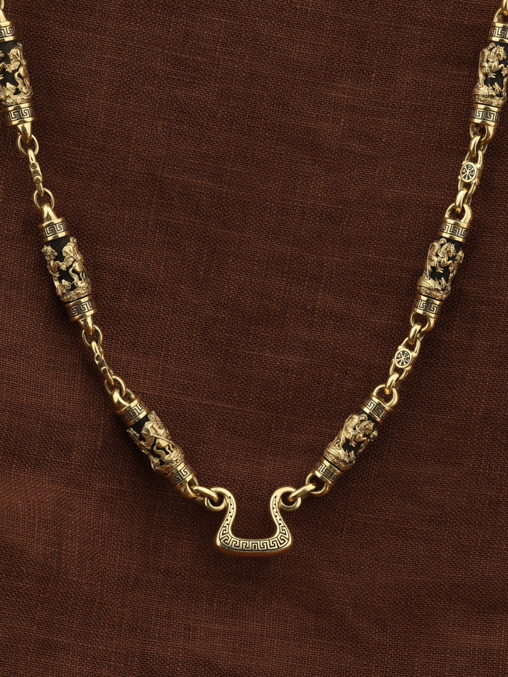 Цепь из лимонного золота c эмаль и эбеновым деревом