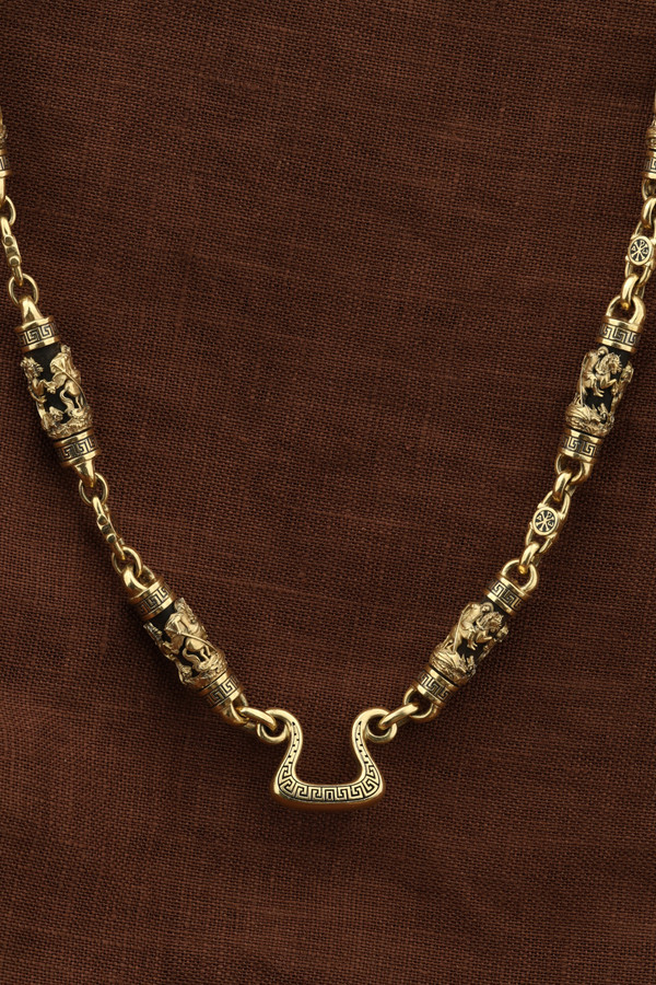 Цепь из лимонного золота c эмаль и эбеновым деревом