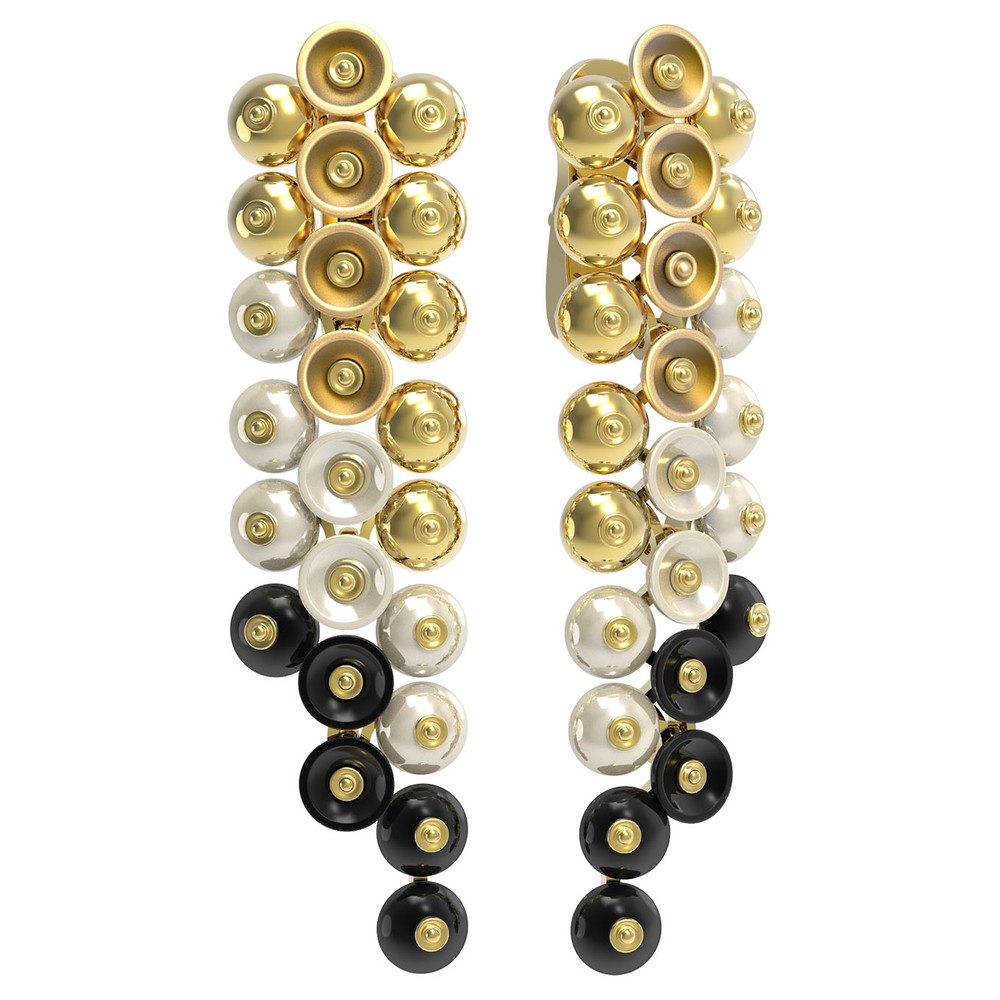 Серьги из лимонного золота c ониксом и перламутром