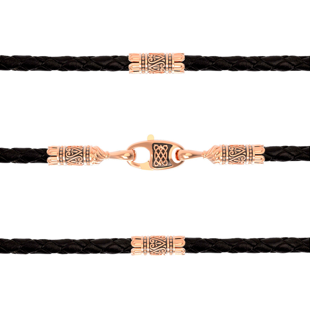 Шнурок кожаный из золота c кожаным шнурком