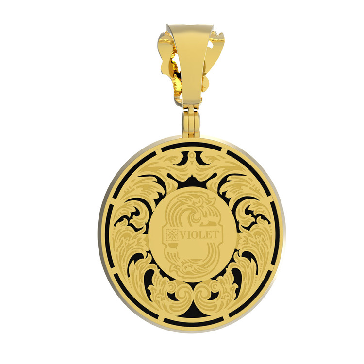 Подвеска из лимонного золота c эмаль и ониксом