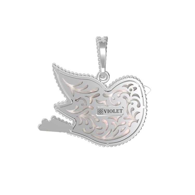 Подвеска из белого золота c эмаль и перламутром