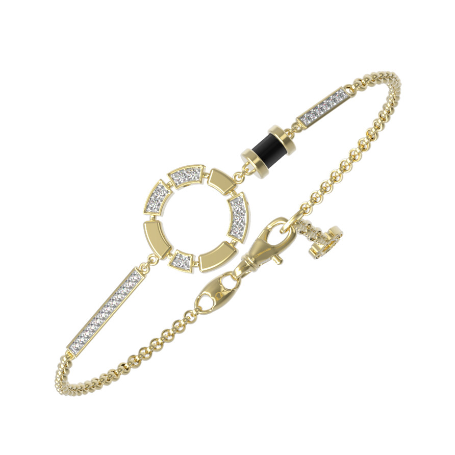 Браслет из лимонного золота c бриллиантами и ониксом