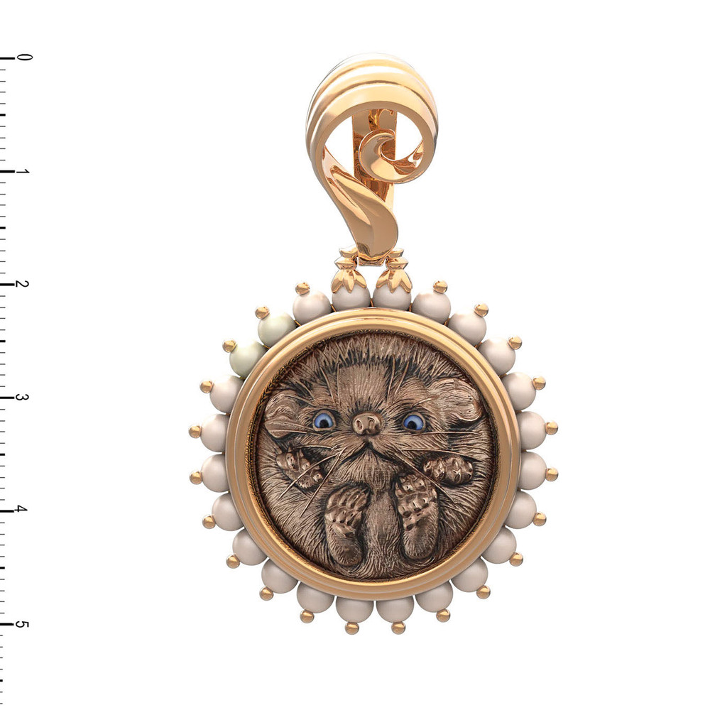 Подвеска из золота c эмаль и жемчугом