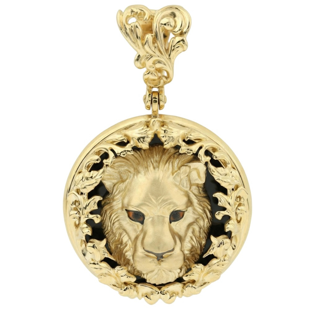 Подвеска из лимонного золота c эмаль и ониксом