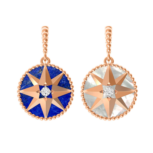 Подвеска из золота c фианитом, лазуритом и перламутром