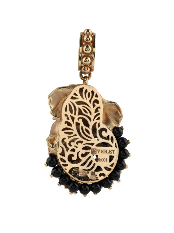 Подвеска из золота c эмаль и ониксом