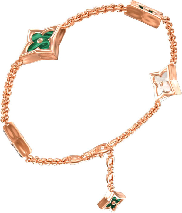 Браслет из золота c малахитом и перламутром