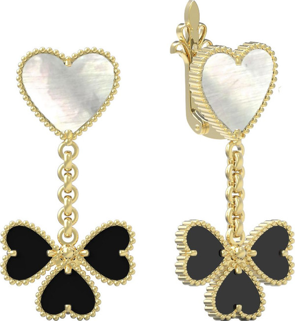 Серьги из лимонного золота c ониксом и перламутром