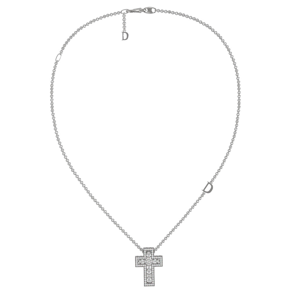 Крест из белого золота c бриллиантами