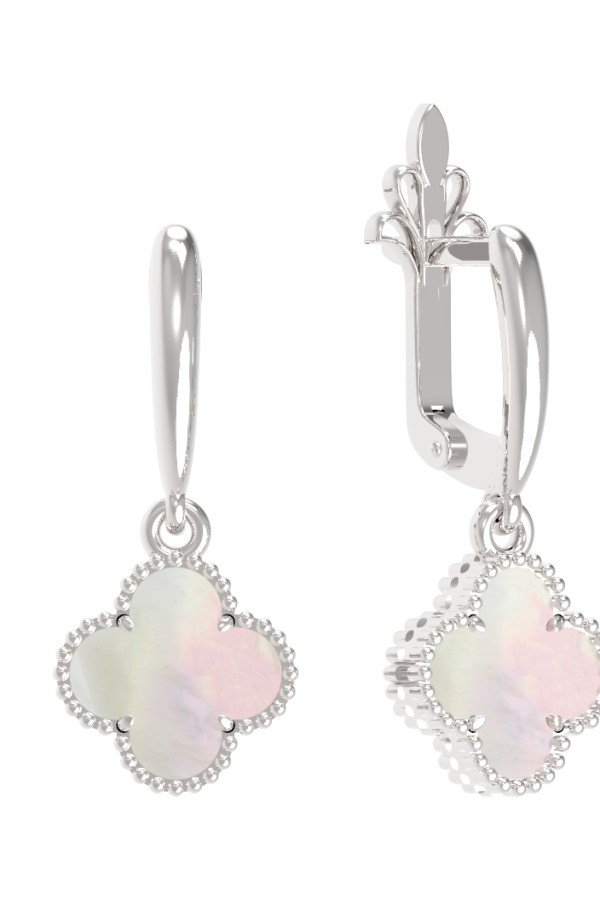 Серьги из белого золота c перламутром