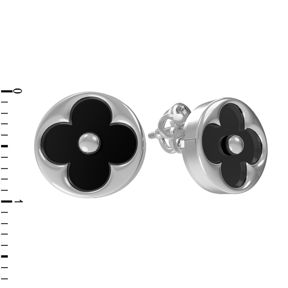 Серьги из белого золота c ониксом