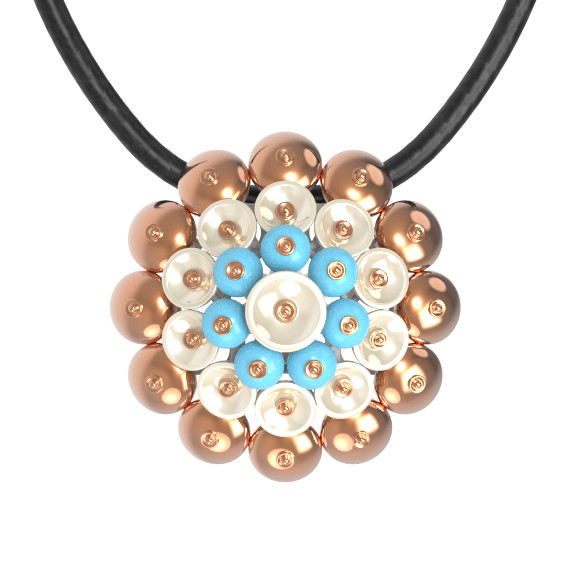 Подвеска из золота c бирюзой и перламутром