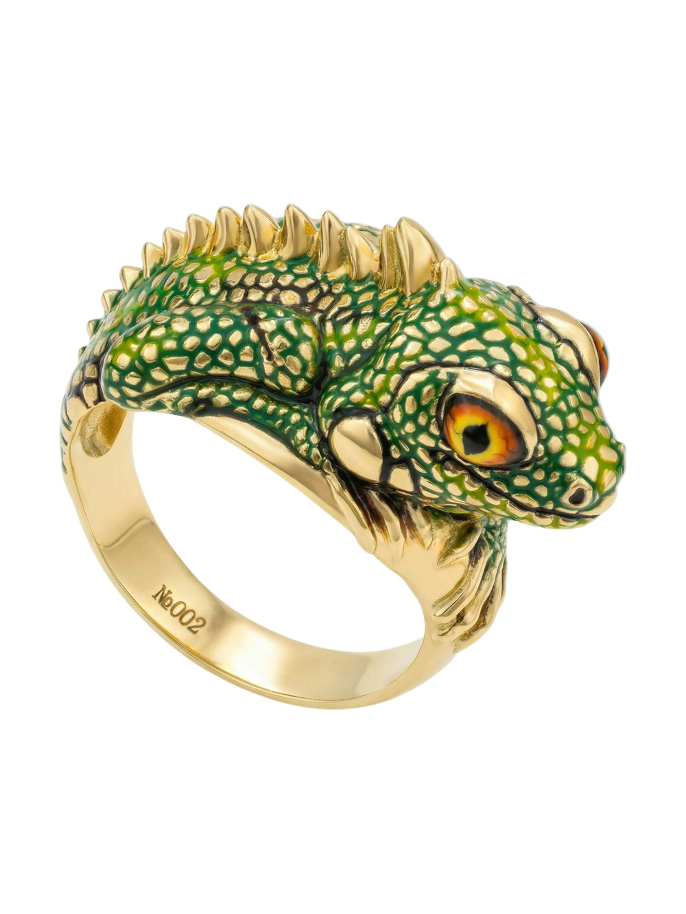 Кольцо из лимонного золота c эмаль и рубином