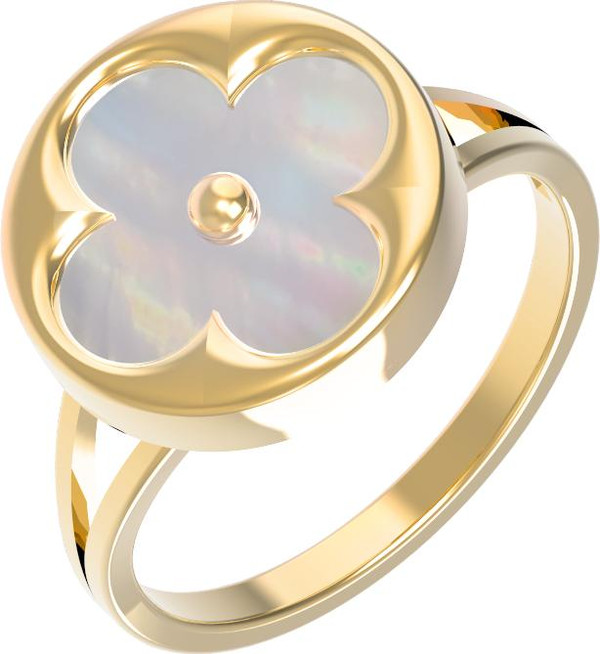 Кольцо из лимонного золота c перламутром