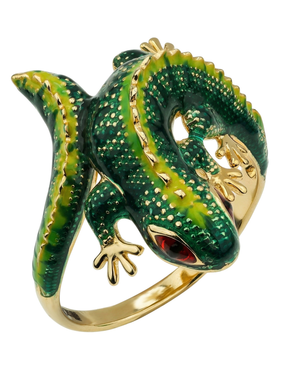 Кольцо из лимонного золота c эмаль