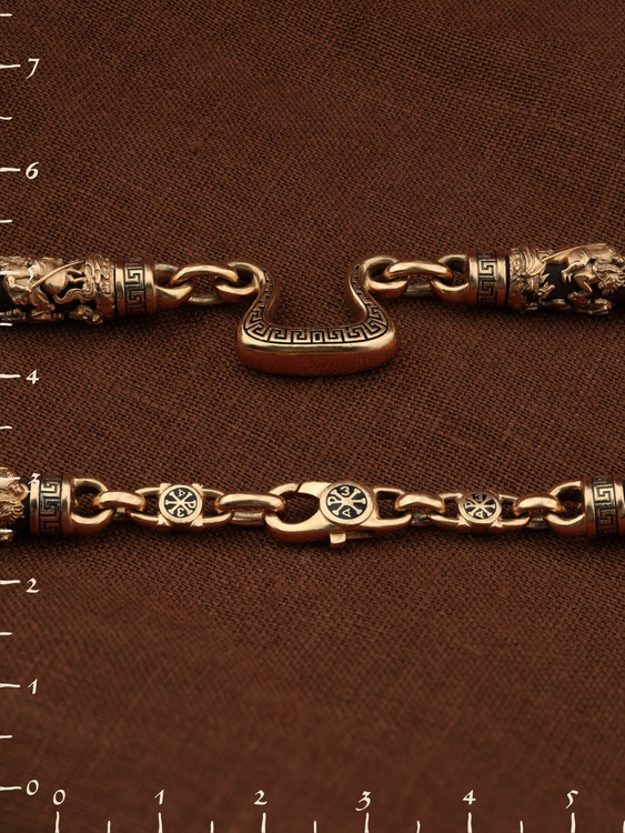 Цепь из золота c эмаль и эбеновым деревом