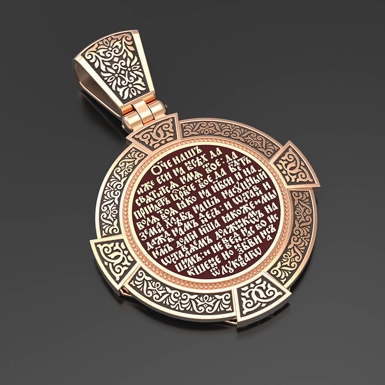 Образок из золота c эмаль , иконописью и темперой