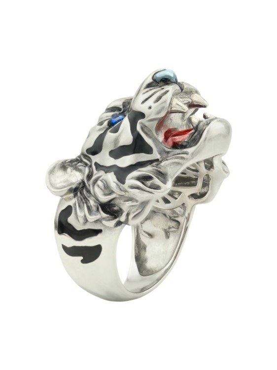 Кольцо из белого золота c эмаль