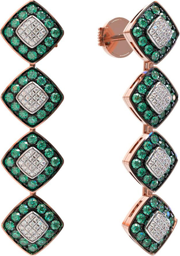 Серьги из золота c бриллиантами и изумрудом