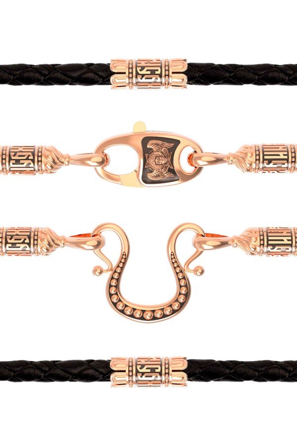 Шнурок кожаный из золота c кожаным шнурком