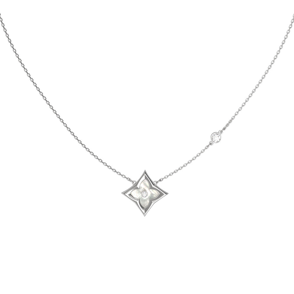 Колье из белого золота c бриллиантами и перламутром