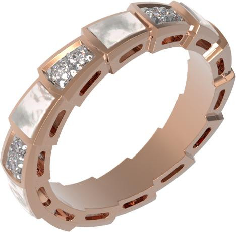 Кольцо из золота c бриллиантами и перламутром