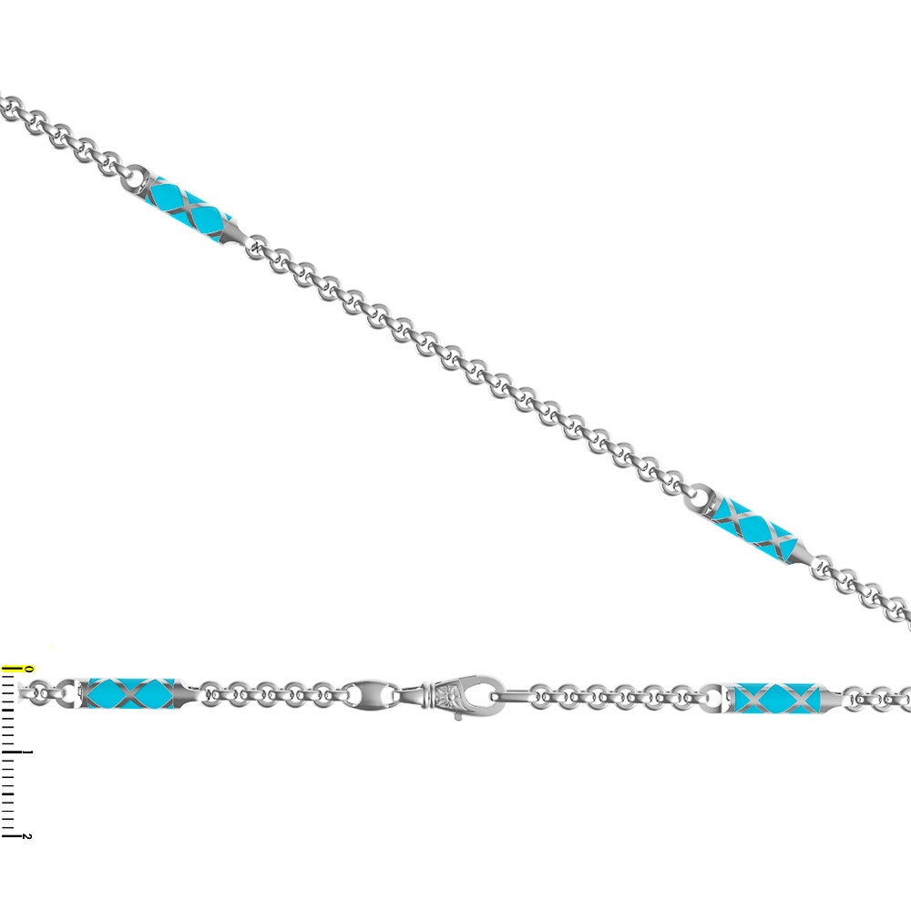Цепь из белого золота c эмалью