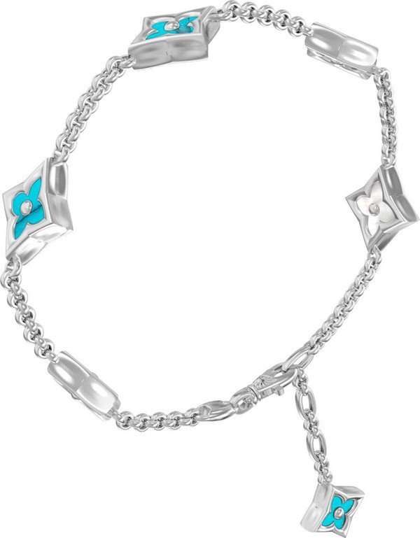 Браслет из белого золота c бирюзой и перламутром