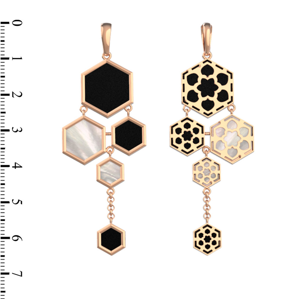 Подвеска из золота c ониксом и перламутром