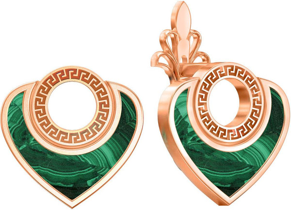 Серьги из золота c малахитом