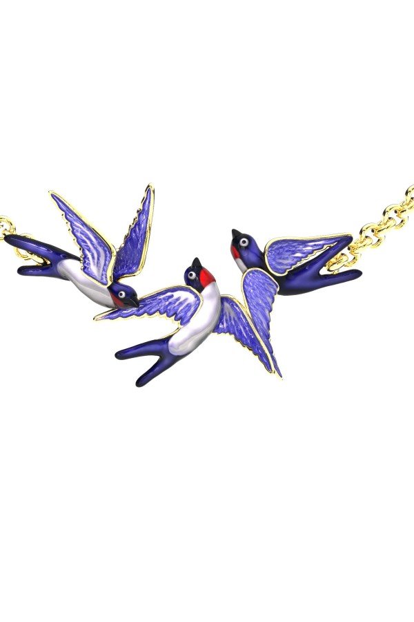 Колье из лимонного золота c эмаль